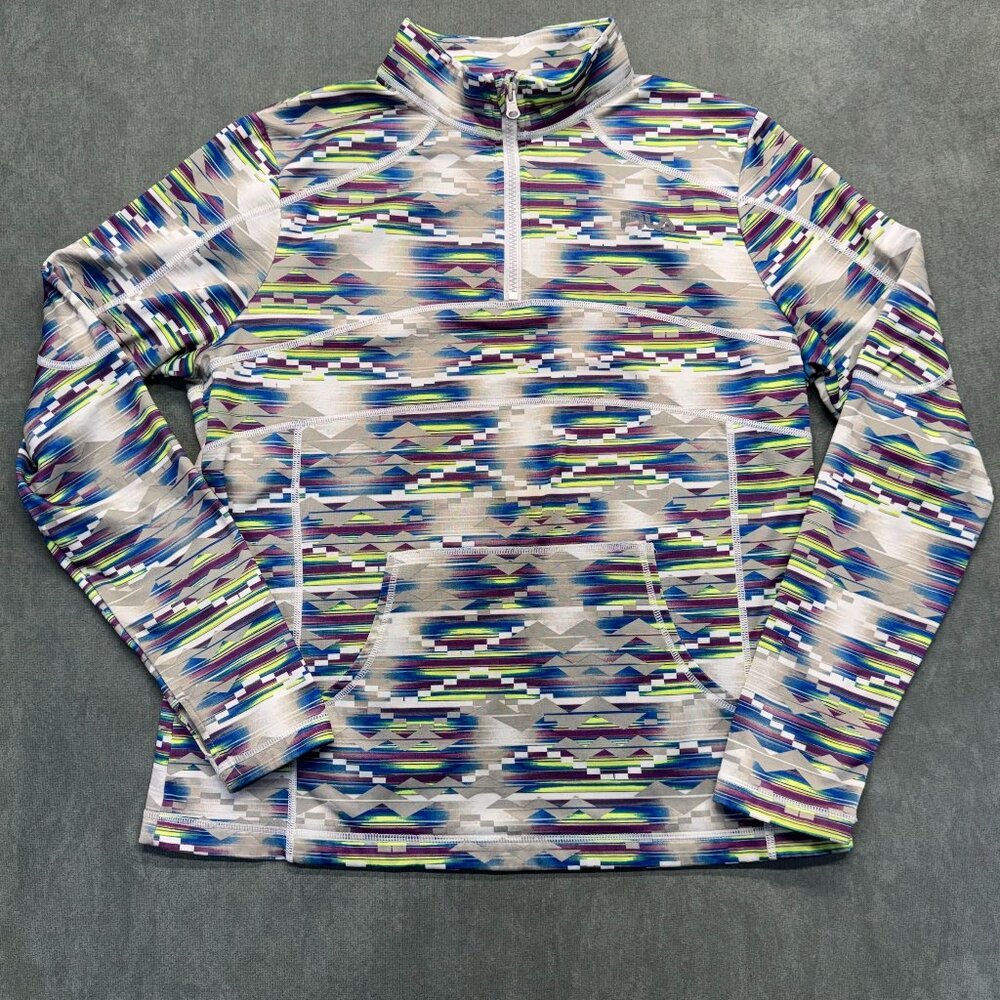 Fila Sport Quarter Zip Pullover Women’s XL Multicolor Geometric Print Fleece